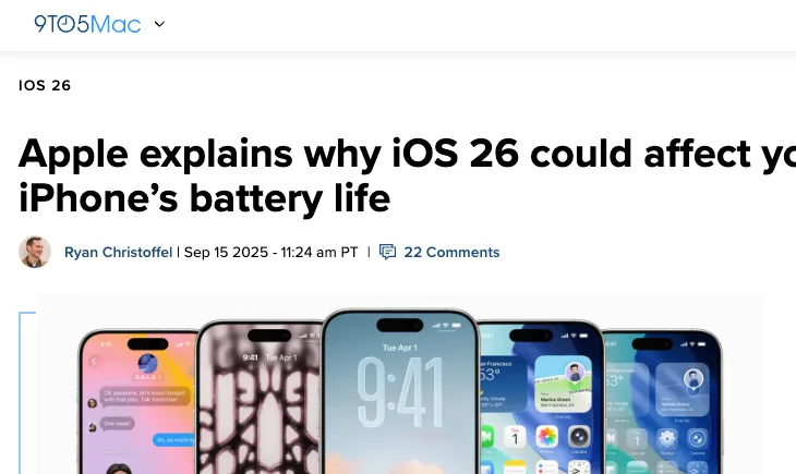 升级iOS 26后电池续航变短？苹果这样回应