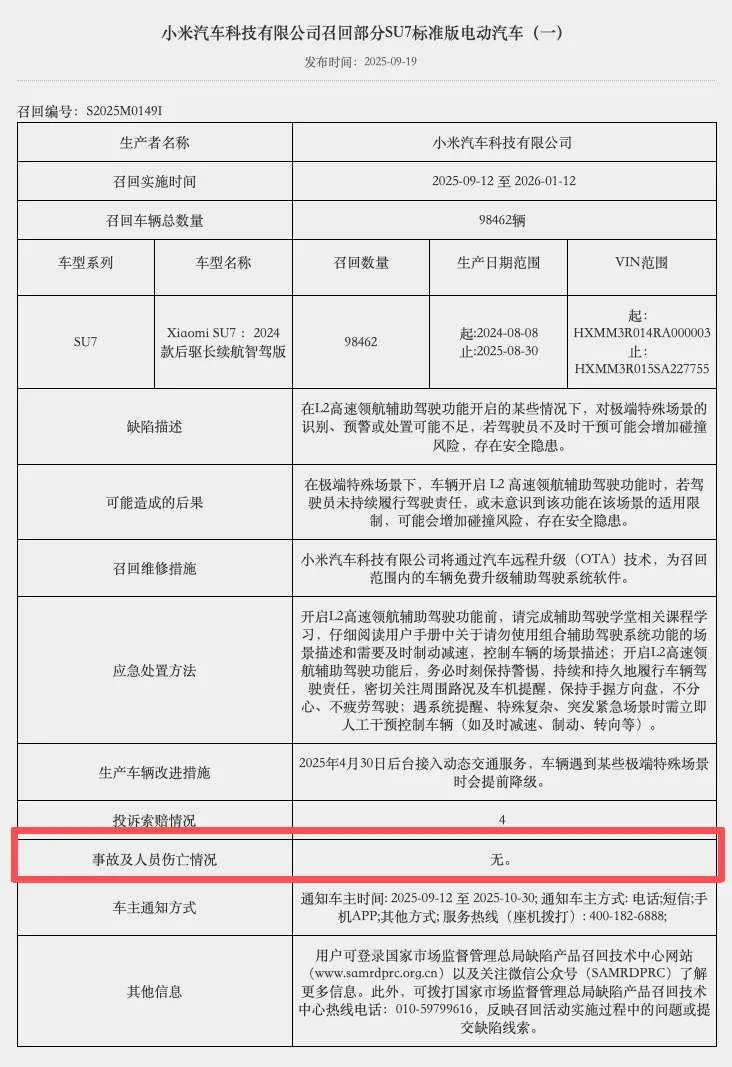 小米汽车大规模召回，是什么信号