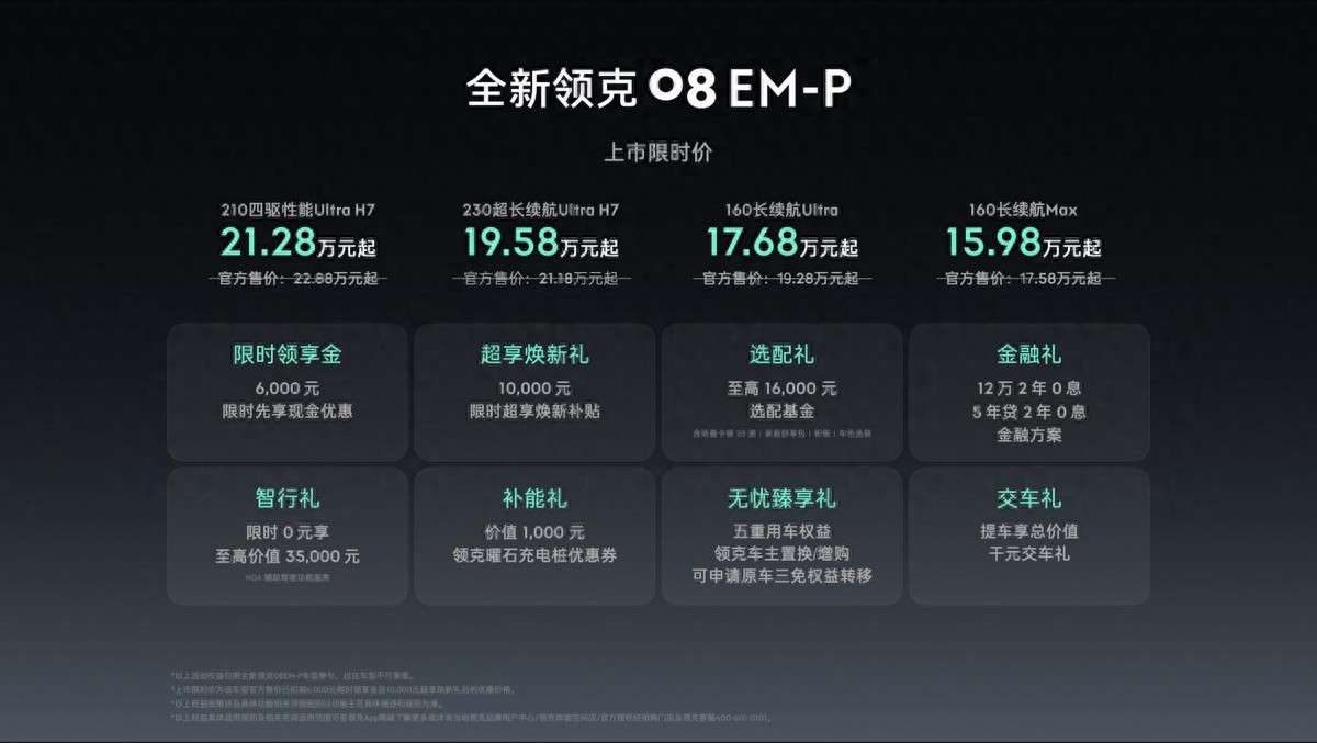 限时价15.98万起 全新领克08 EM-P诚意还不够？