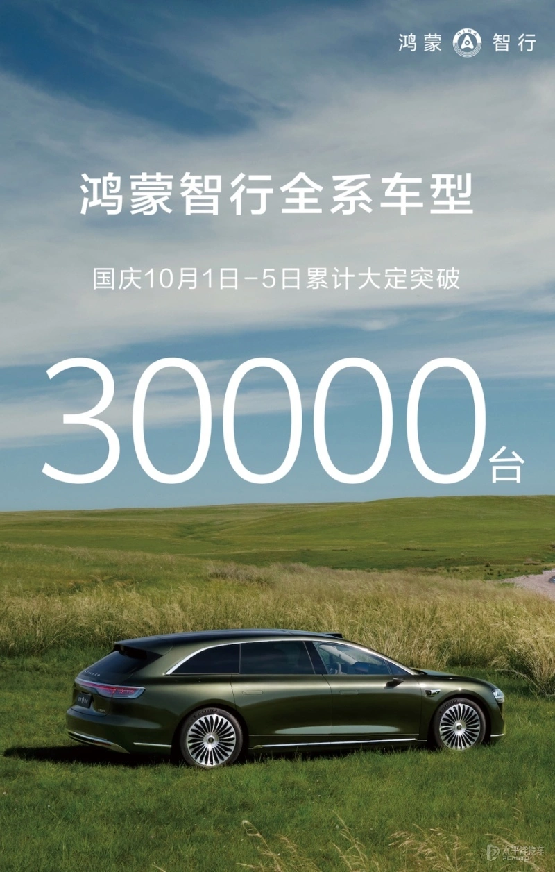 鸿蒙智行全系车型10月1日-5日大定突破30000台