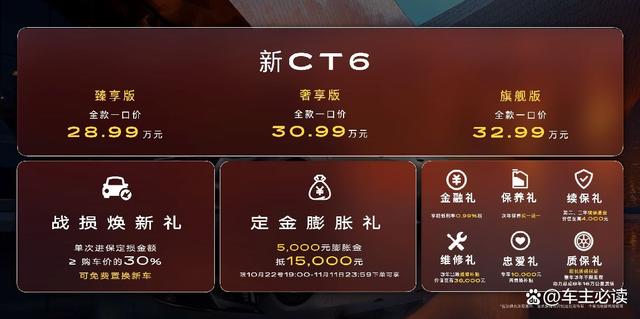 全款一口价28.99万起 全尺寸旗舰轿车凯迪拉克新CT6上市