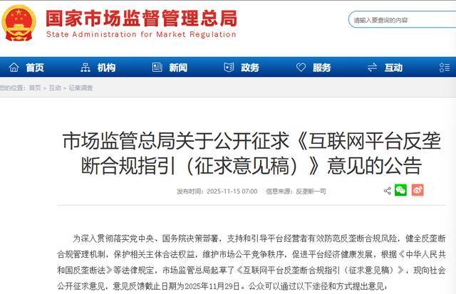 互联网平台反垄断合规指引发布，八大场景成监管焦点