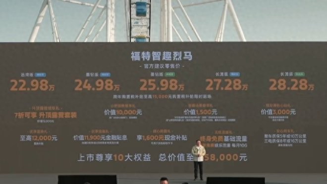 售22.98-28.28万元 福特智趣烈马正式上市