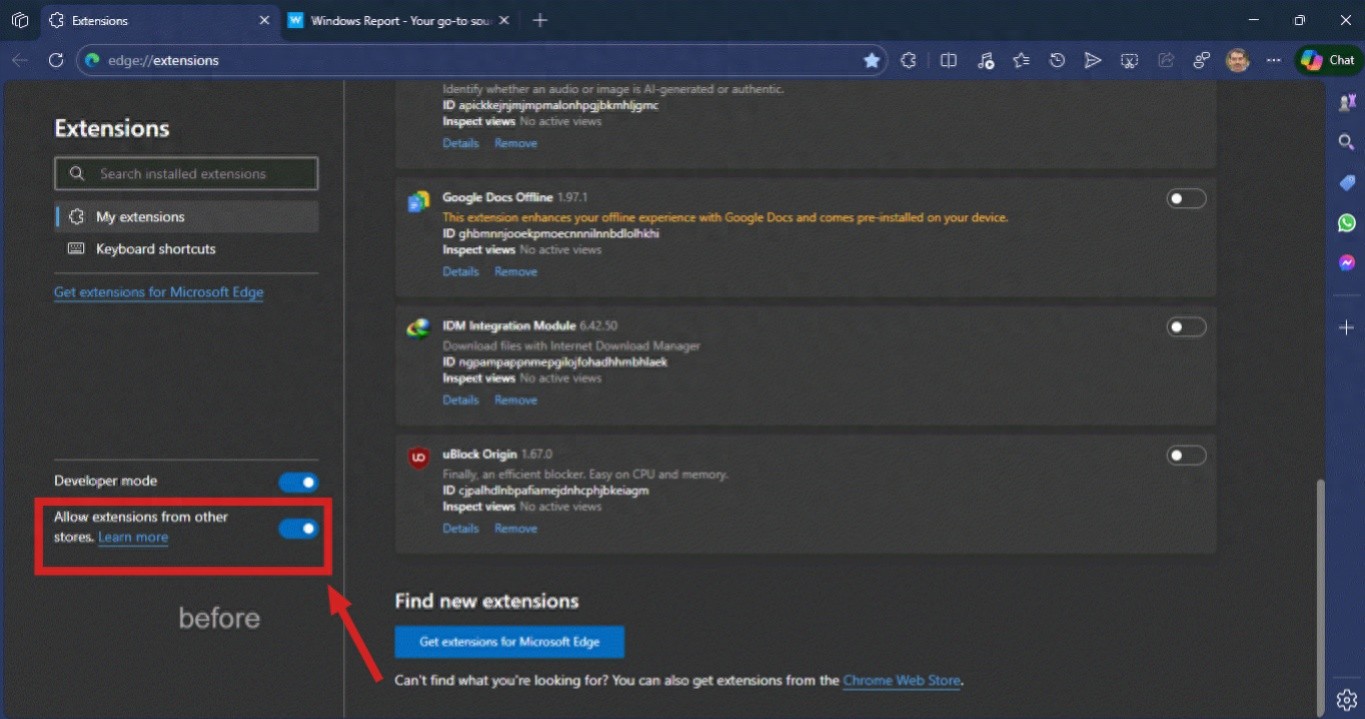微软悄悄移除Edge浏览器Chrome扩展应用商店控制功能