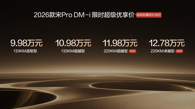 插混当纯电开 26款宋Pro DM-i纯电续航220km 限时价9.98-12.78万-有驾