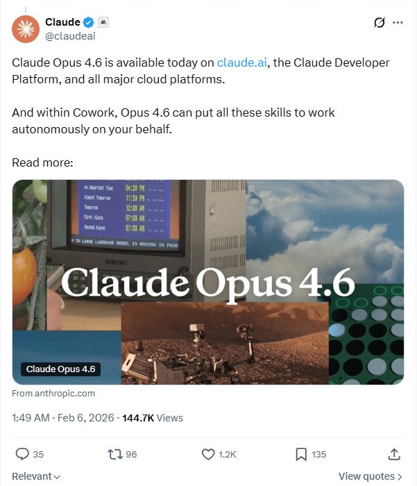 Claude Opus 4.6凌晨空降：实测封神，你的下一位同事何必是人？