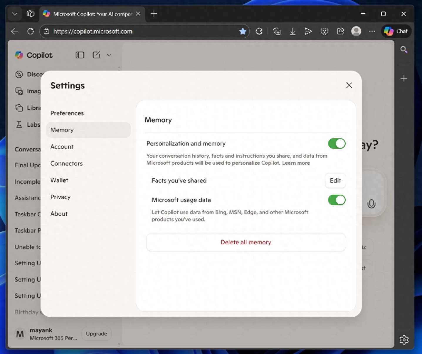 默认开启:Copilot开始抓取你的Edge/Bing等微软生态数据