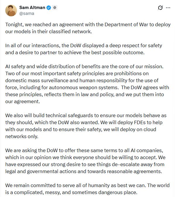 与美军合作被骂惨！奥特曼内部诉苦：我极其煎熬，但管不了军方怎么用AI